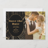 Foto Geometrische Art Deco bruiloft Save The Date (Voorkant)