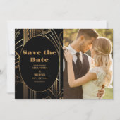 Foto Geometrische Art Deco bruiloft Save The Date (Voorkant)