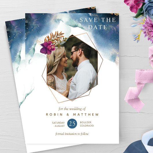 Foto, Geometrische Hemelse Mystieke Tuin Bruiloft Save The Date
