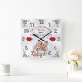 Foto gepersonaliseerd 40 jaar huwelijkscadeauideeë vierkante klok (Huis)