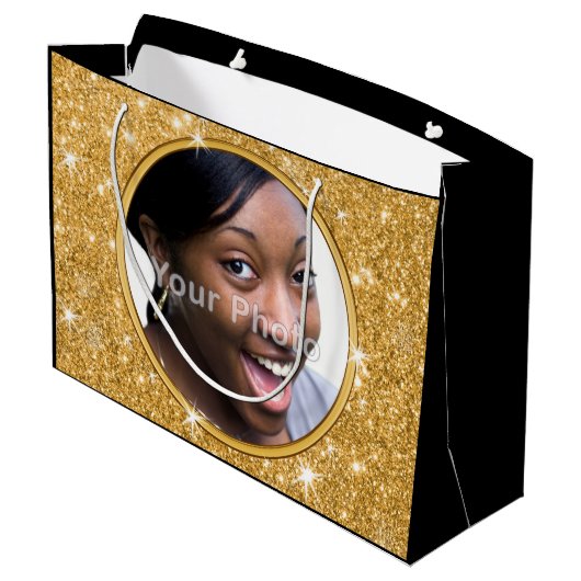 Foto gepersonaliseerd, 50th Birthday Gift Bags, Ha Groot Cadeauzakje (Achterkant Gekanteld)