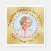 Foto gepersonaliseerd, 80e verjaardag Party servet (Voorkant)