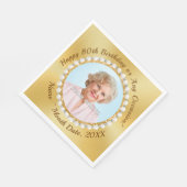 Foto gepersonaliseerd, 80e verjaardag Party servet (Hoek)