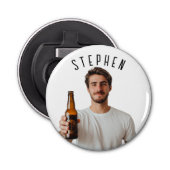 Foto Gepersonaliseerd Cadeau voor hem Button Flesopener (Voorkant)