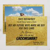 Foto gepersonaliseerd Funny Modern Gold Groomsmen Kaart (Voorkant / Achterkant)