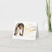 Foto gepersonaliseerd Merry Kerstelegant script Feestdagen Kaart (Voorkant)