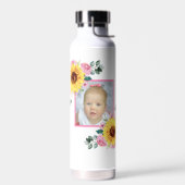 Foto Gepersonaliseerd Zonnebloem Roze Botanisch Waterfles (Links)