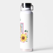 Foto Gepersonaliseerd Zonnebloem Roze Botanisch Waterfles (Achterkant)