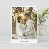 Foto gepersonaliseerde bruiloft met bericht bedankkaart (Staand voorkant)