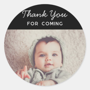 Foto gepersonaliseerde dank u stickers voor verjaa