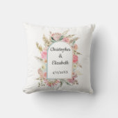 Foto gepersonaliseerde Floral Boho Wedding Gift Kussen (Voorkant)