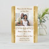 Foto gepersonaliseerde gouden grens bruiloft uitno kaart (Staand voorkant)