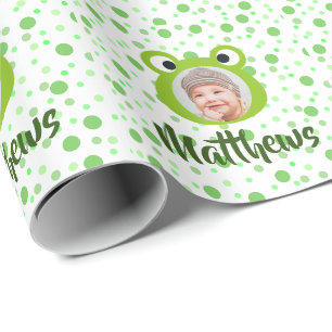 Foto gepersonaliseerde groene boom kikker plezier cadeaupapier