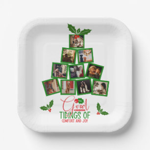 Foto gepersonaliseerde groene kerst papieren bordje