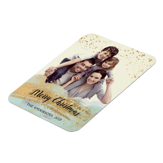 Foto gepersonaliseerde kerstmagneet, goudmunt magneet (Linkerzijde)