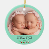 Foto Gepersonaliseerde ouders Eerste Kerstdag Keramisch Ornament (Voorkant)