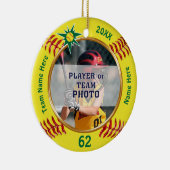 Foto Gepersonaliseerde Softball Gift Ideeën voor s Keramisch Ornament (Rechts)