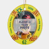 Foto Gepersonaliseerde Softball Gift Ideeën voor s Keramisch Ornament (Links)