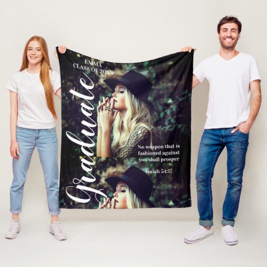 Foto Gepersonaliseerde tekst Afstuderen Bijbelteks Fleece Deken (In situ)
