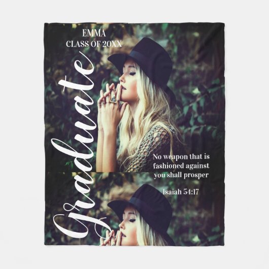 Foto Gepersonaliseerde tekst Afstuderen Bijbelteks Fleece Deken (Voorkant)