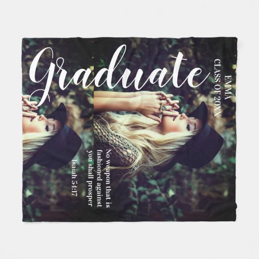 Foto Gepersonaliseerde tekst Afstuderen Bijbelteks Fleece Deken (Voorkant (Horizontaal))