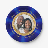 Foto Gepersonaliseerde Trouwpapier Borden, Blue Go Papieren Bordje (Voorkant)