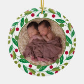 Foto Gepersonaliseerde Twin Boys Eerste Kerstdag Keramisch Ornament (Voorkant)