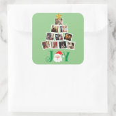Foto Gepersonaliseerde Vreugde Kerstmis Vierkante Sticker (Tas)
