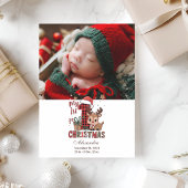 Foto geplaatst rendier eerste kerst feestdagenkaart