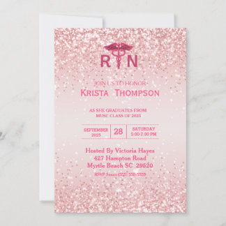 Foto geregistreerd zurig Afstuderen Roze glitter Kaart