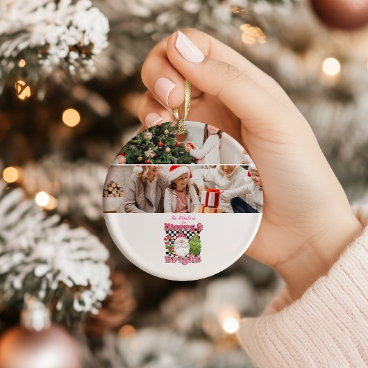 Foto Geruite Kerst Merry & Bright Keramisch Ornament