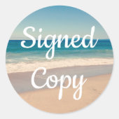 Foto gesigneerd exemplaar aan zee ronde sticker (Voorkant)