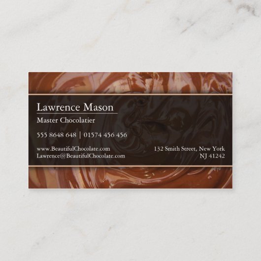 Foto gesmelt chocolade, chocolade Visitekaartje (Achterkant)