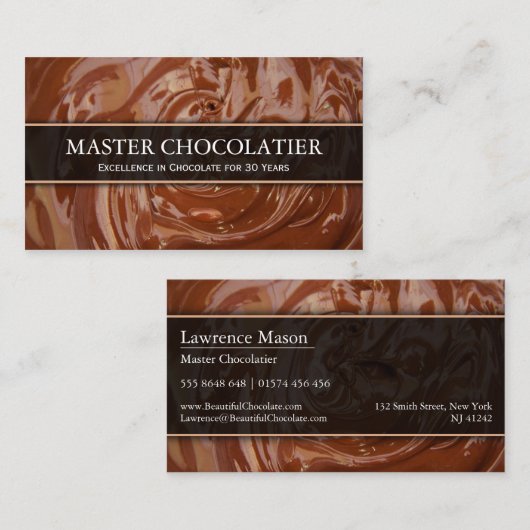 Foto gesmelt chocolade, chocolade Visitekaartje (Voorkant / Achterkant)