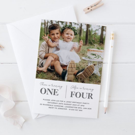 Foto gezamenlijke eerste verjaardagsuitnodiging  kaart