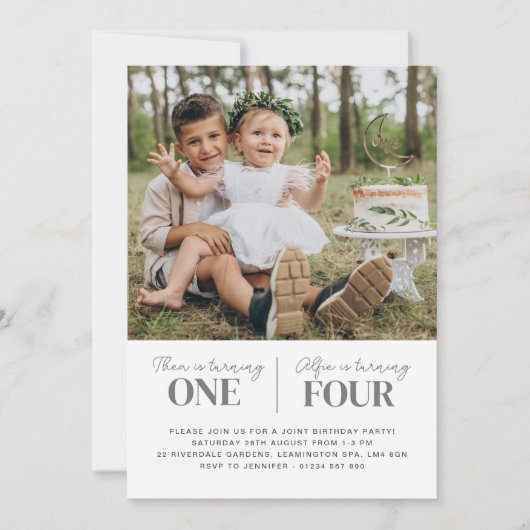 Foto gezamenlijke eerste verjaardagsuitnodiging  kaart (Voorkant)