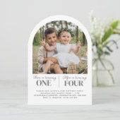 Foto gezamenlijke verjaardagsuitnodiging eerste ve kaart (Staand voorkant)