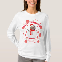 Foto Gezicht Rood Moderne Sneeuwman Familie Grappi T-shirt