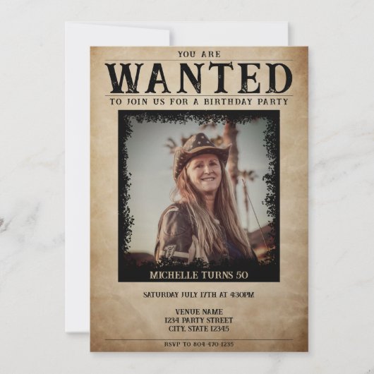  foto Gezocht Poster 50ste verjaardagsfeestje Kaart (Voorkant)