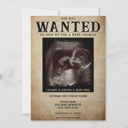  Foto Gezocht Poster Baby shower Kaart (Voorkant)