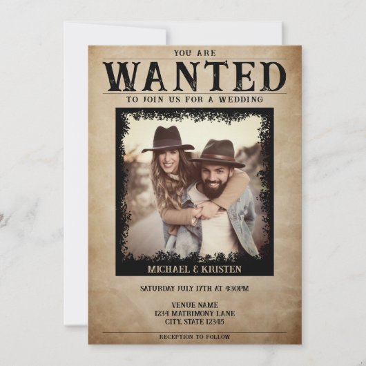  foto Gezocht Poster bruiloft Kaart (Voorkant)