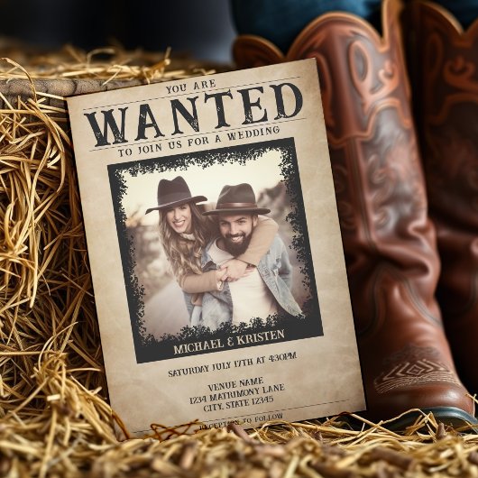  foto Gezocht Poster bruiloft Kaart