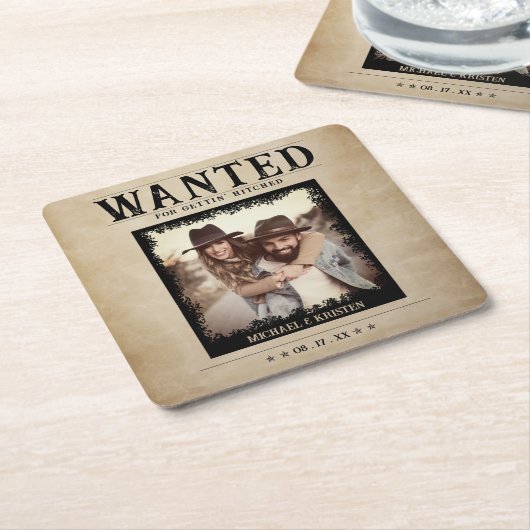  foto Gezocht Poster bruiloft Kartonnen Onderzetters (Schuin)