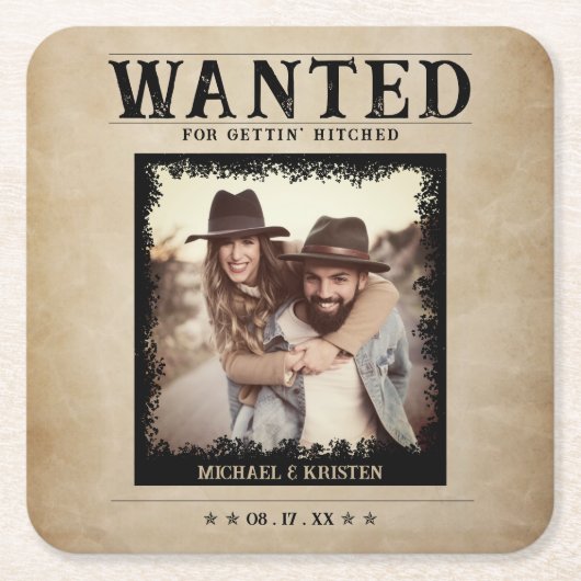  foto Gezocht Poster bruiloft Kartonnen Onderzetters (Voorkant)