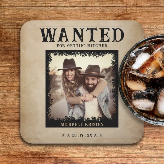  foto Gezocht Poster bruiloft Kartonnen Onderzetters