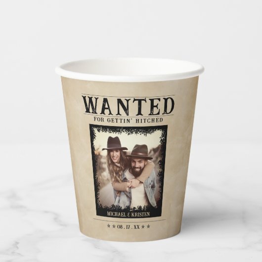 foto Gezocht Poster bruiloft Papieren Bekers (Voorkant)