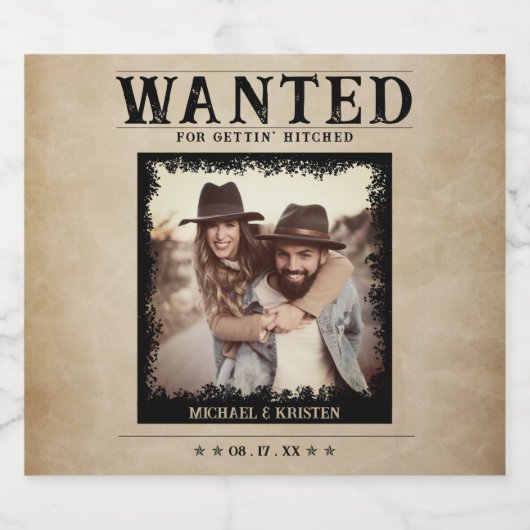  foto Gezocht Poster bruiloft Sparkling Wijnetiket (Enkel label)