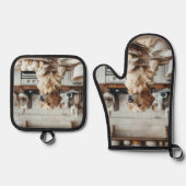 Foto Gift Huisdier Hond Kat Familie Ovenwant & Pannenlap Set (Voorkant)