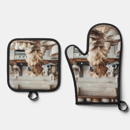 Foto Gift Huisdier Hond Kat Familie Ovenwant & Pannenlap Set (Voorkant)