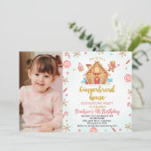 Foto Gingerbread House Decorating Party Verjaardag Kaart (Staand voorkant)